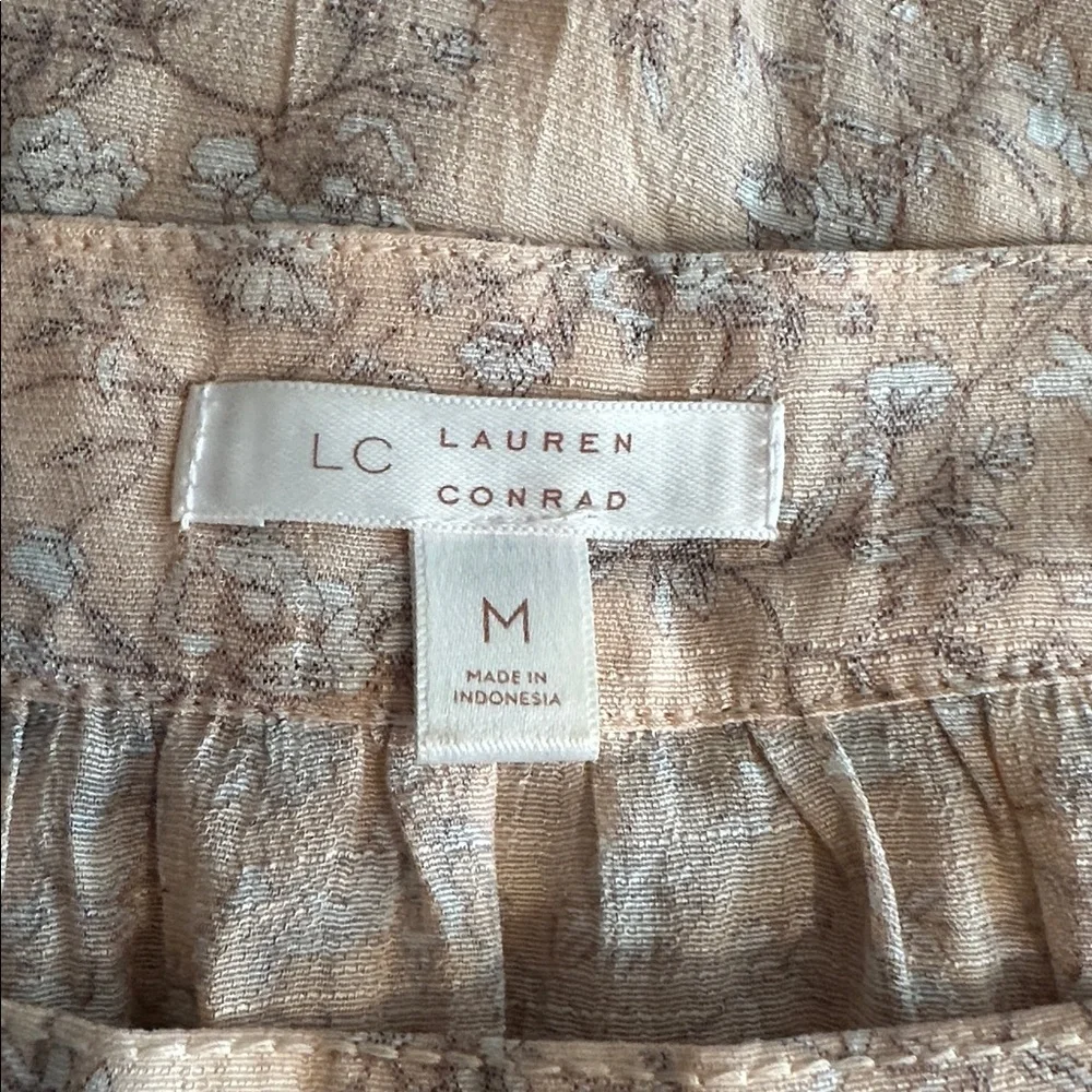 LC Lauren Conrad Peach Floral Print Boho Square Neck Peasant Blouse. Size M - Picture 6 of 6